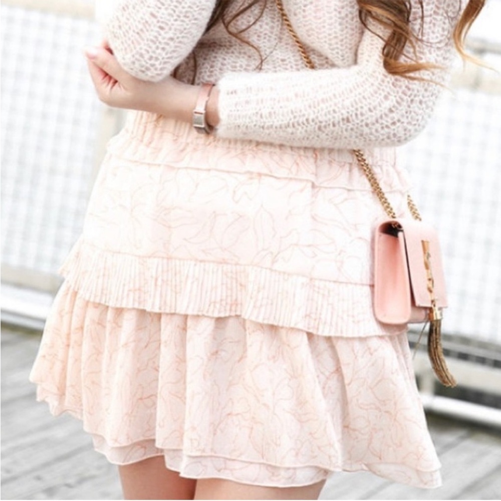 See By Chloe Pink Tiered Skater Mini Skirt